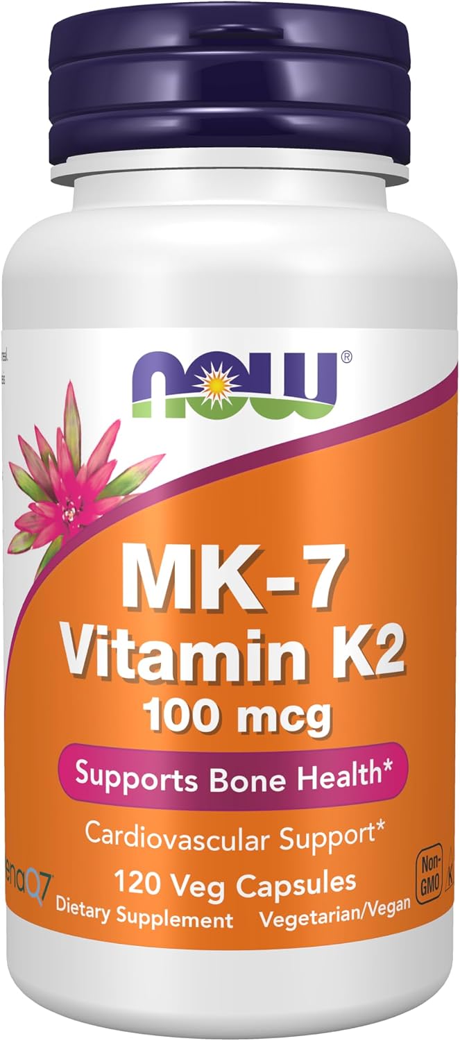 NOW Vitamin K2 MK-7 100mcg 120 veg capsules for bone and cardiovascular health