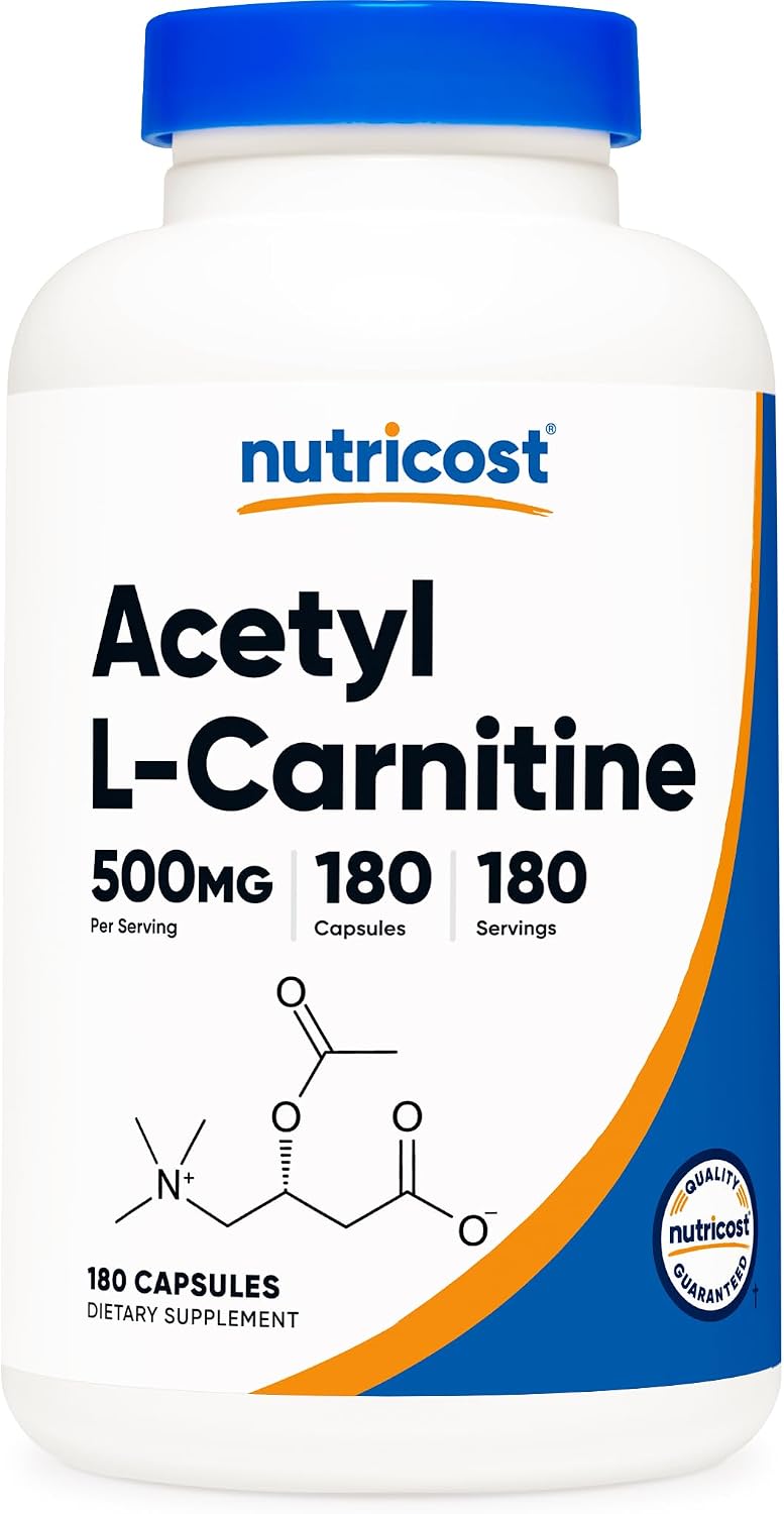Nutricost Acetyl L-Carnitine ALCAR 500mg 180 capsules for cognitive and nerve health