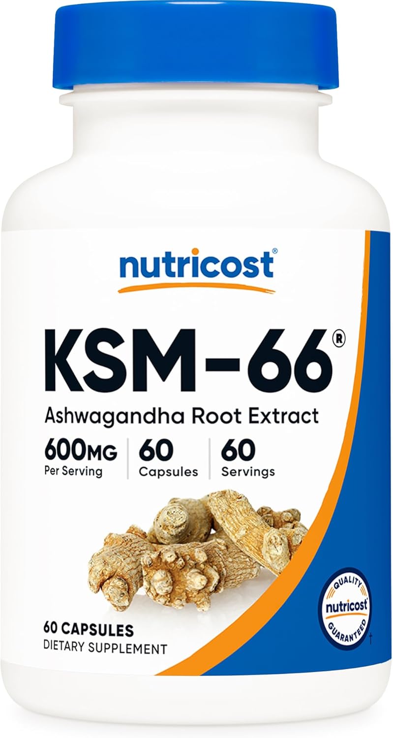 Nutricost KSM-66 ashwagandha 600mg 60 capsules for stress and cortisol support