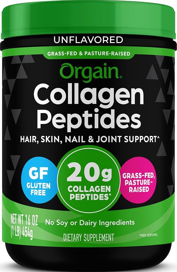 Orgain hydrolyzed collagen peptides powder for hair skin nail and joint support