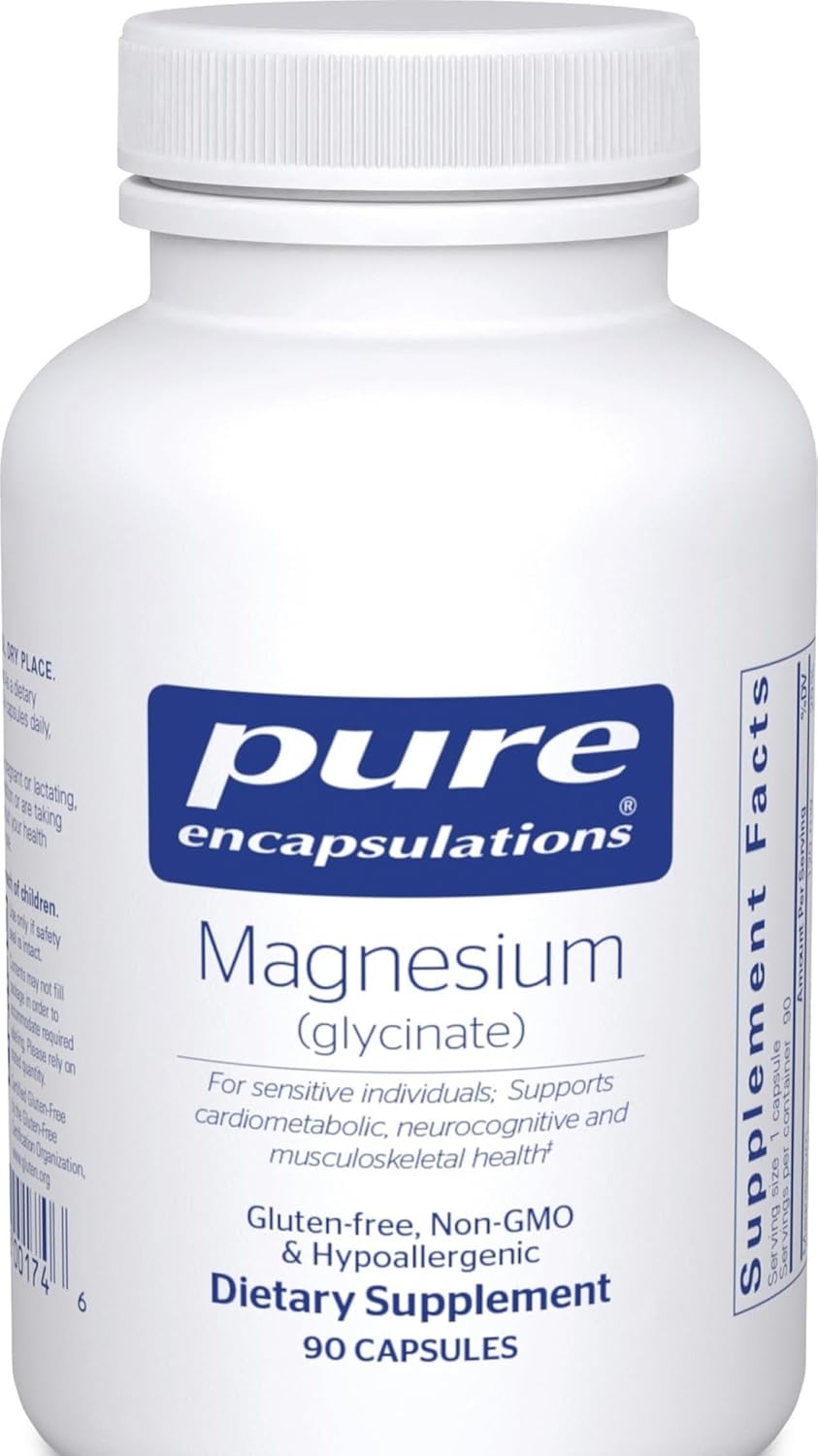 Pure Encapsulations magnesium glycinate 90 capsules for muscle relaxation and sleep