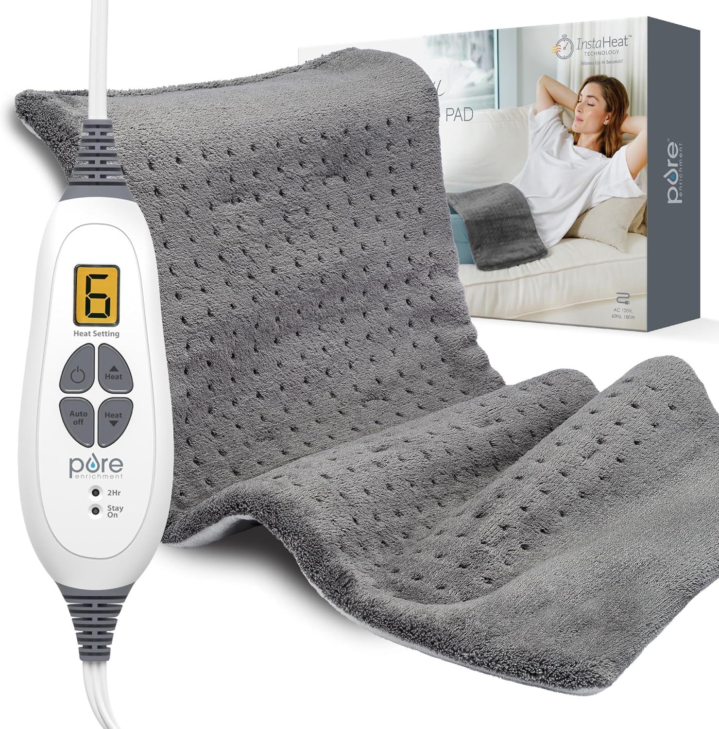 Pure Enrichment PureRelief XL heating pad for back pain relief
