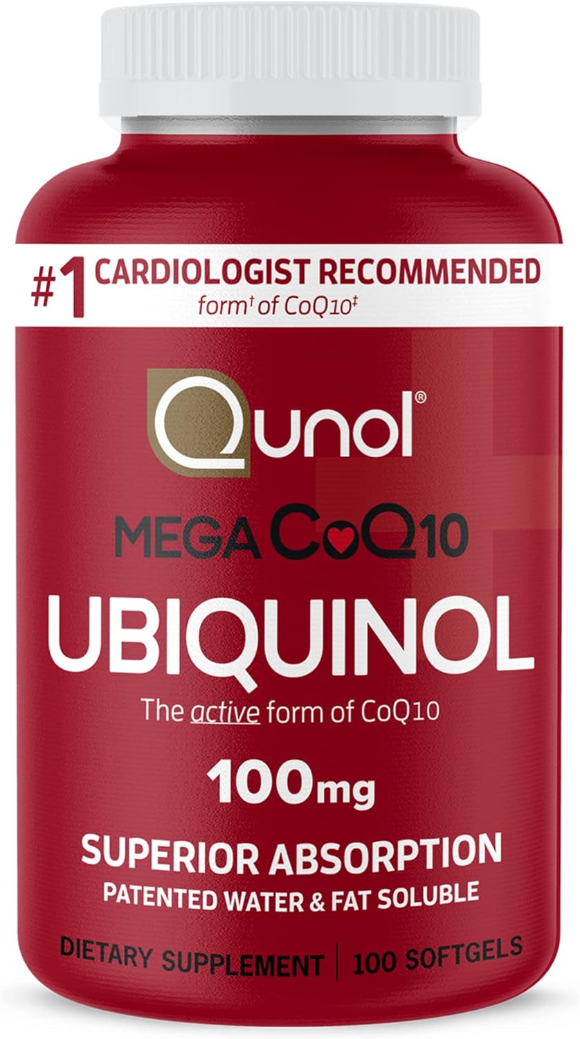 Qunol Mega Ubiquinol CoQ10 100mg 100 softgels for heart health and energy