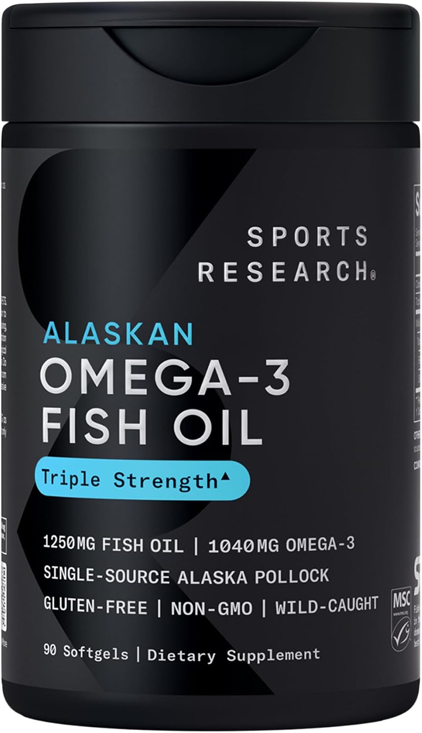 Sports Research Omega-3 fish oil 1250mg from wild Alaska pollock 90 softgels